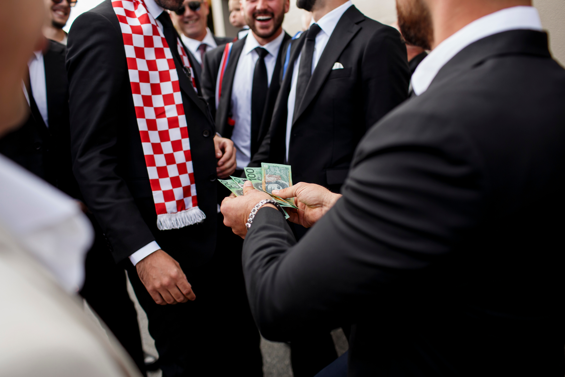 Family gathered at the bride's home on a Croatian wedding morning